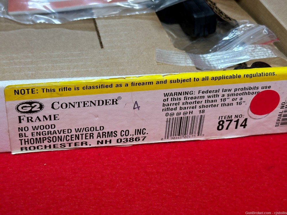 Thompson Contender TCA G2 20th Anniversary Pistol Rifle Frame Receiver-img-5