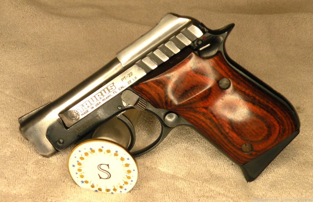 Taurus PT22 TWO-TONE w/Rosewood Grips PT 22  w/Factory Box -img-0