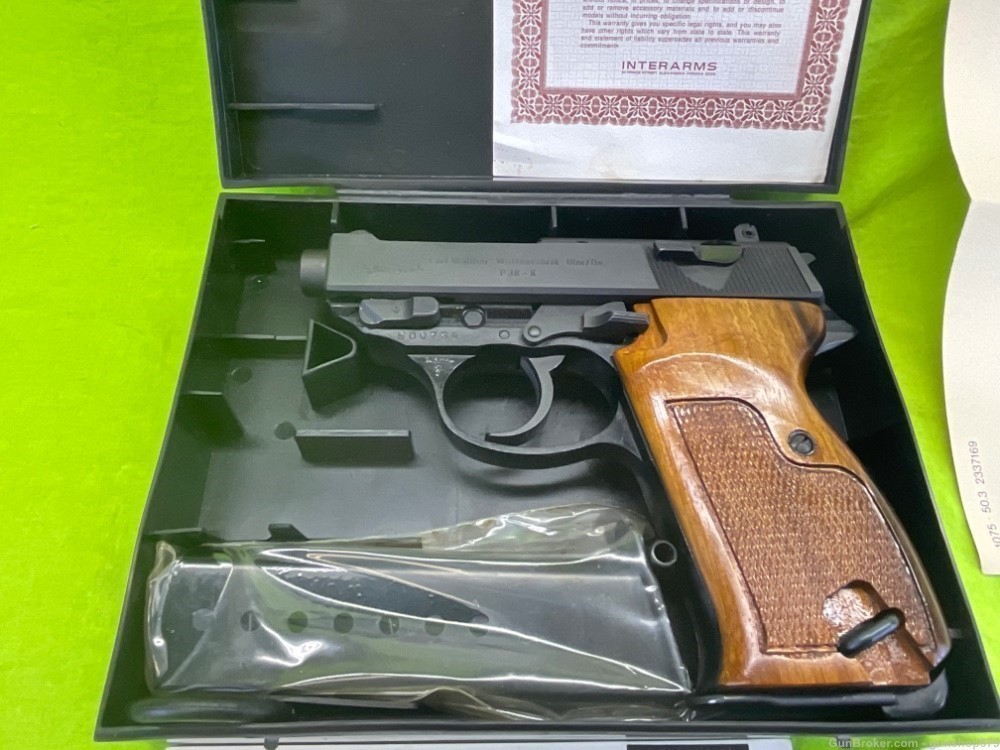 Rare Walther P38K Reissue P-38 P1 9MM Luger 1977 Walnut Grip Box Papers-img-1