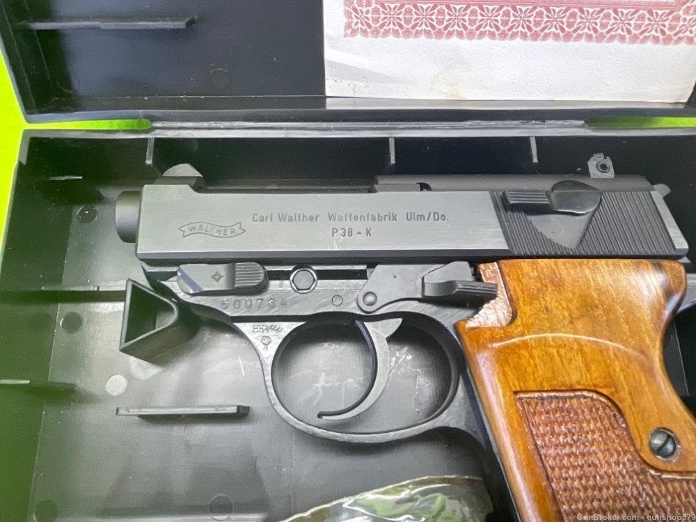 Rare Walther P38K Reissue P-38 P1 9MM Luger 1977 Walnut Grip Box Papers-img-2