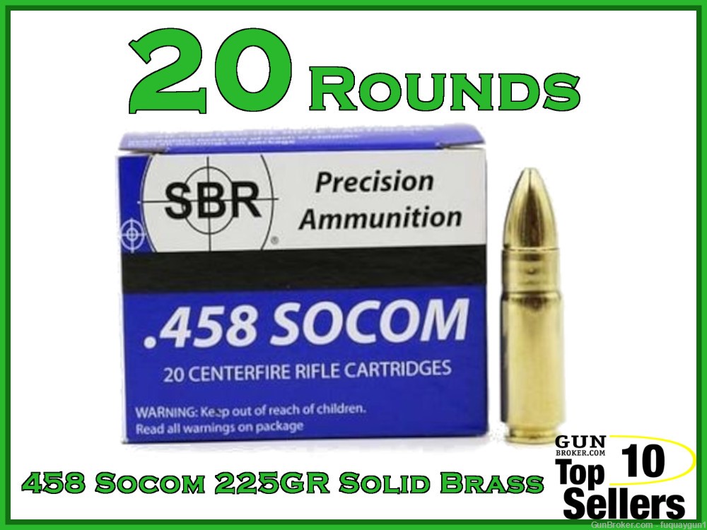 458 SOCOM Ammo 225 GR Solid Brass SBR 458-458 Socom-img-0