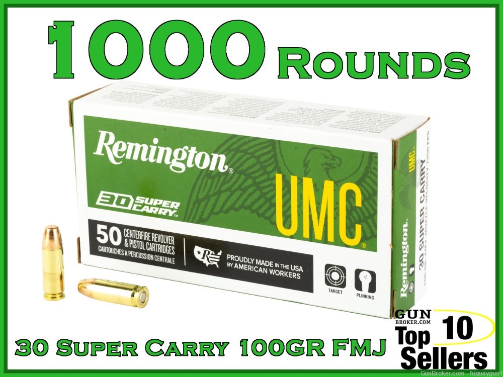 Remington UMC 30 Super Carry 100 GR FMJ Ammo R20015 1000CT-img-0