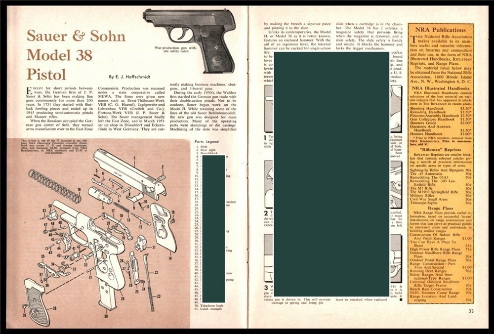 1962 SAUER & SOHN .22 Automatic Rifle Exploded Parts List Assembly Article-img-0
