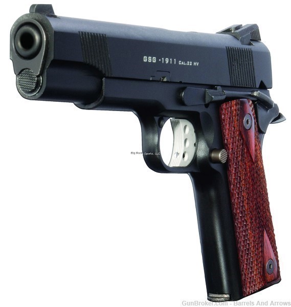 GSG GERG2210M1911 M1911 Semi-Auto Pistol, 22 LR 5" Threaded Bbl, Blue, Wood-img-0