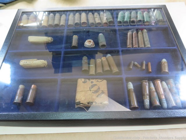 Vintage Civil War Assortment Munitions In Large Display Case-img-13