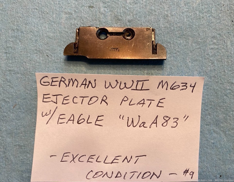 German WWII MG34 Ejector Plate for Receiver w/ Eagle "WaA83" Excellent - #9-img-1