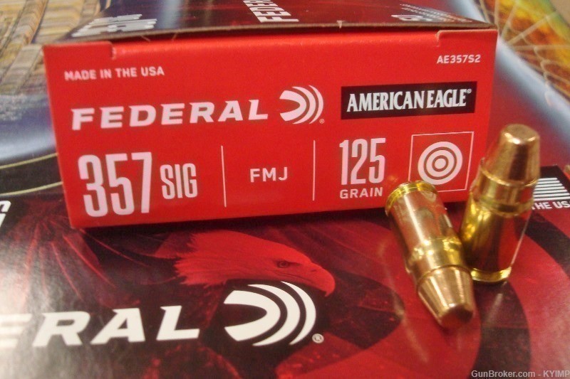 100 Federal American Eagle 125 gr TMJ 357 SIG new ammo AE357S2-img-4