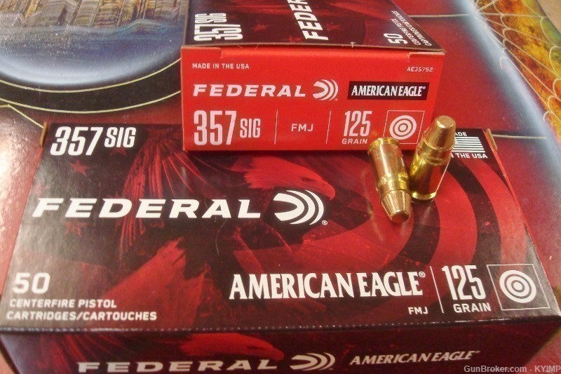100 Federal American Eagle 125 gr TMJ 357 SIG new ammo AE357S2-img-2