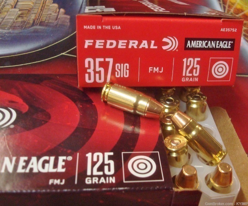 100 Federal American Eagle 125 gr TMJ 357 SIG new ammo AE357S2-img-5