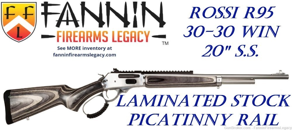 ROSSI R95 Lever Laminated Picatinny Rail Stainless Steel 30-30 Win 20"-img-0