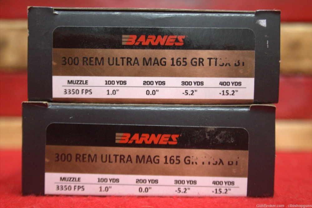 Barnes 300 Rem Ultra Mag 165 Grain TTSX BT 40 Rounds Ammo -img-0