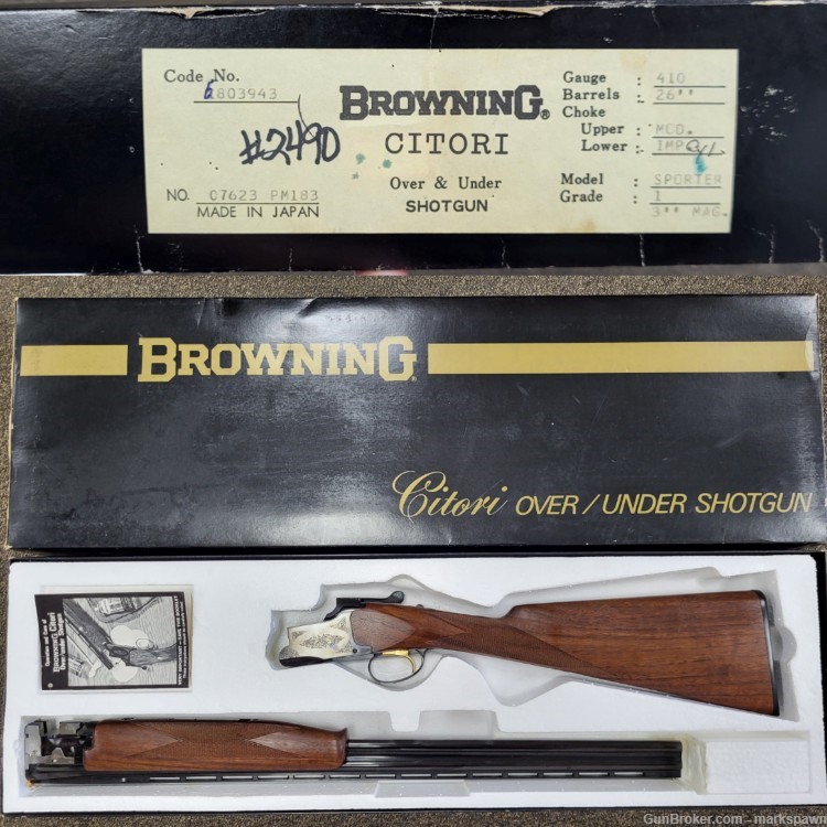 Browning 1980 Citori Sporter Grade 1 410 O/U Shotgun Orig Box-img-0