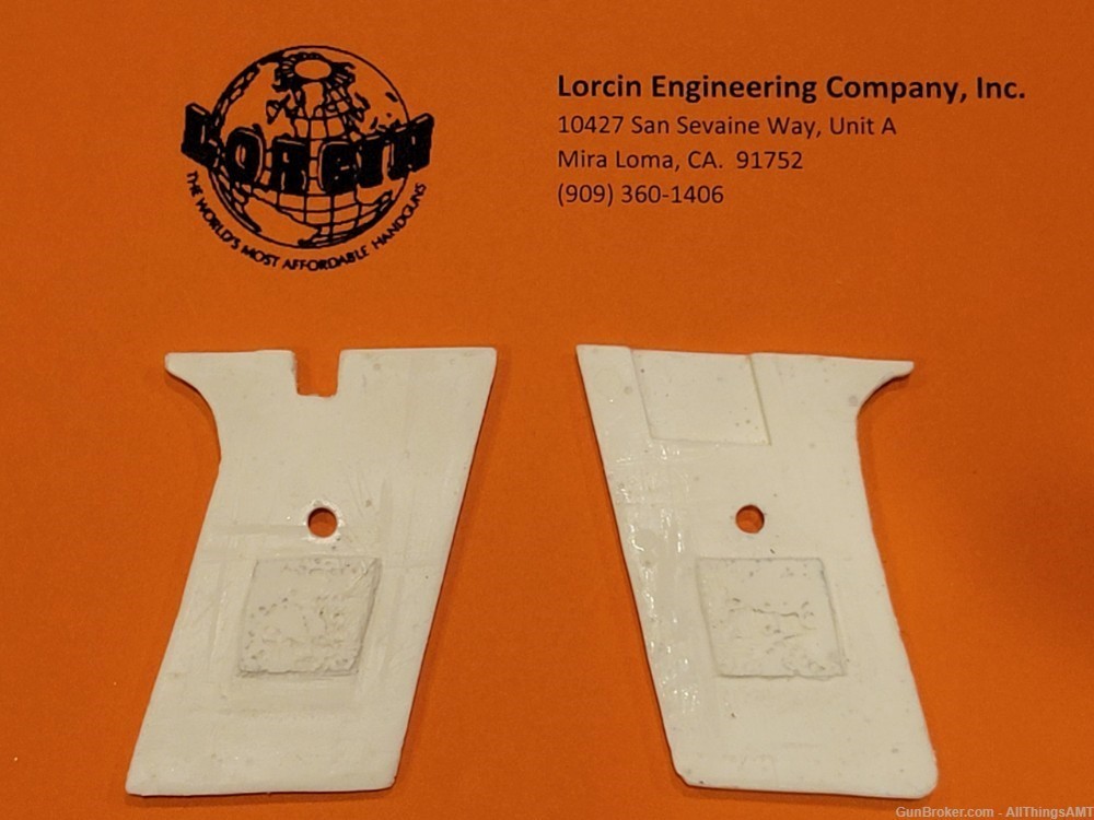Lorcin Engineering Company L25 new smooth faux ivory/bone 2 piece grips-img-2