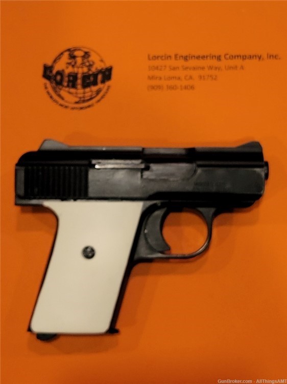 Lorcin Engineering Company L25 new smooth faux ivory/bone 2 piece grips-img-4