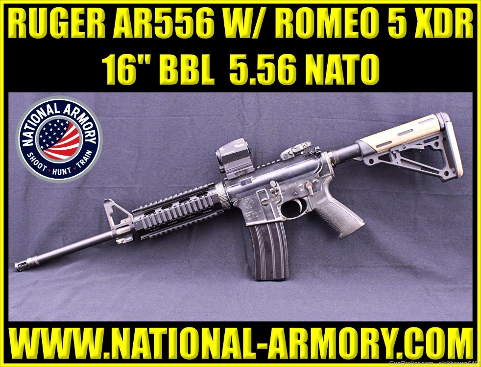RUGER AR556 5.56 NATO 16" QUAD RAIL W/FREE SIG SAUER ROMEO 5 XDR RED DOT -img-0