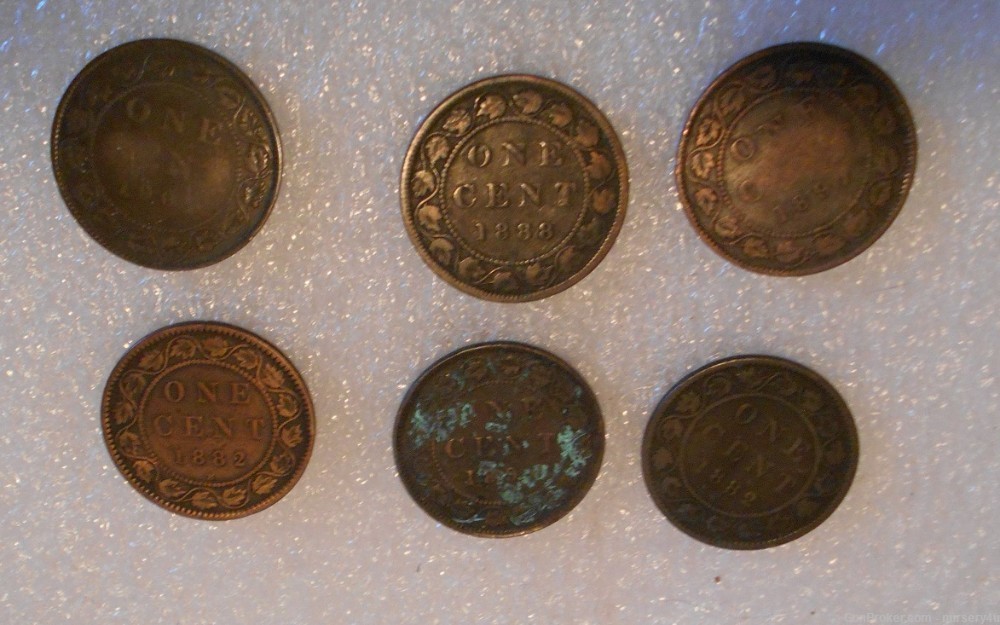Lot: 6 Canada Pennies, 1882-1907, Old Foreign Coins Money Collection & Gift-img-4