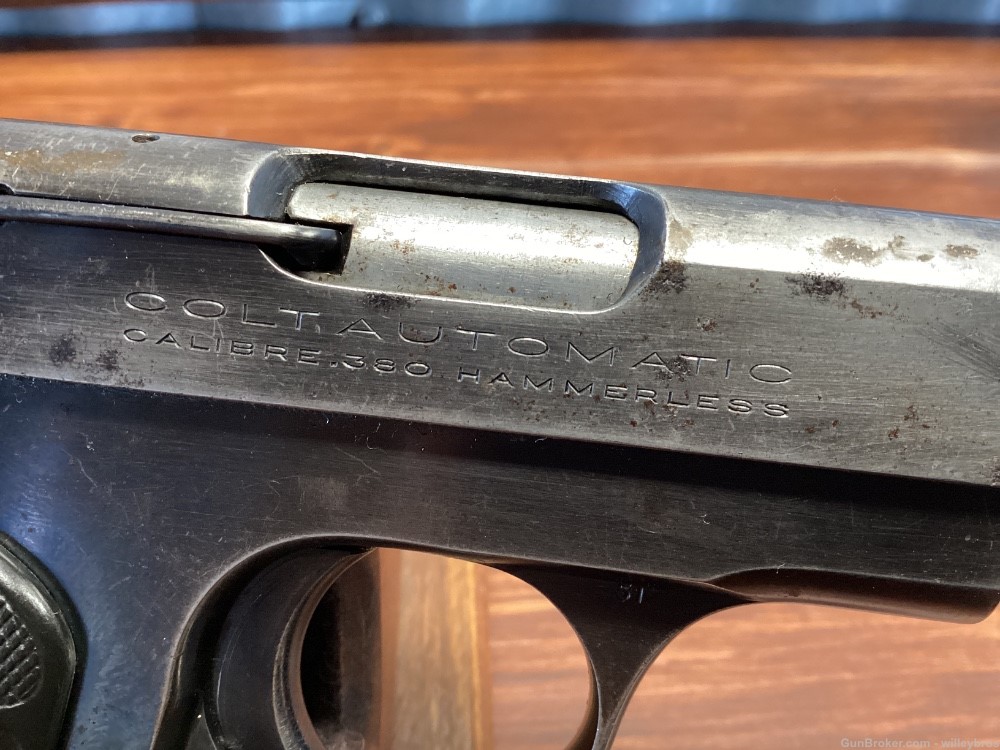 1930 Colt 1908 Pocket Hammerless .380 ACP 3.5” One Mag Worn Finish C&R-img-2