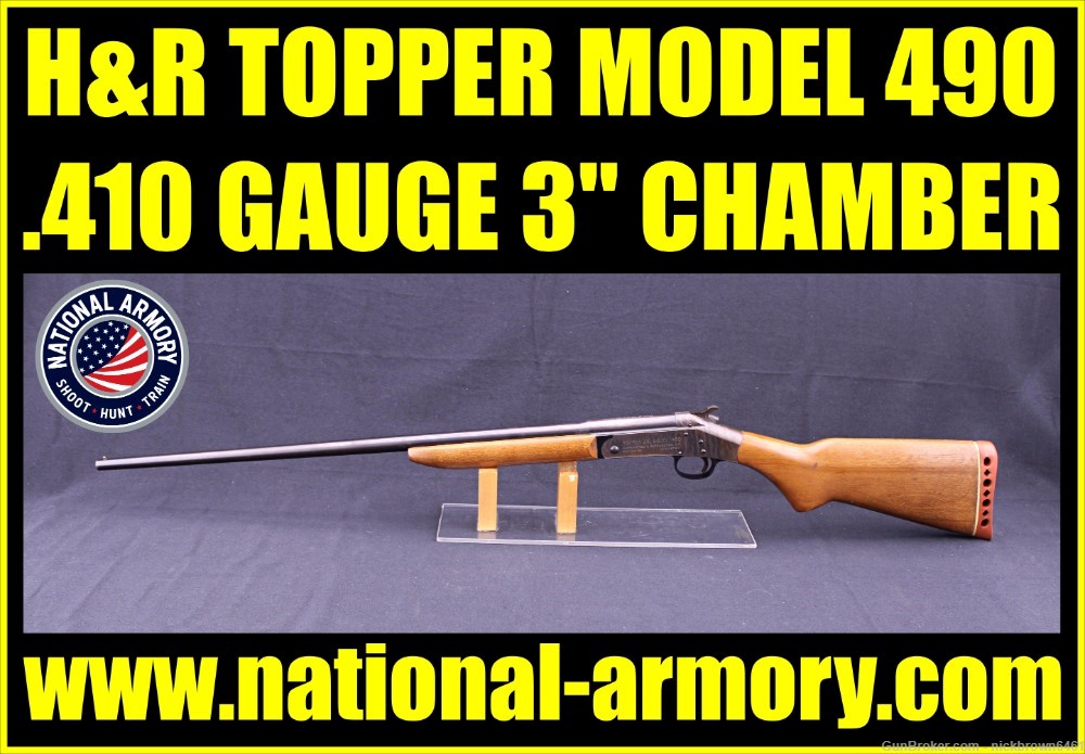 H&R TOPPER MODEL 490 .410 GAUGE 3” CHAMBER 26” BBL SINGLE SHOT BREAK ACTION-img-0