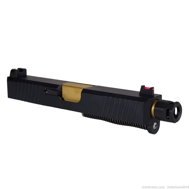 Complete Slide for Glock 19 - PVD Threaded Gold Barrel - Micro Compensator-img-0