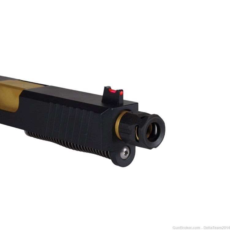 Complete Slide for Glock 19 - PVD Threaded Gold Barrel - Micro Compensator-img-4