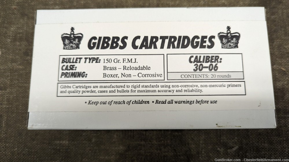 Gibbs Cartridges 150-gr FMJ 30-06 20-round box -img-0