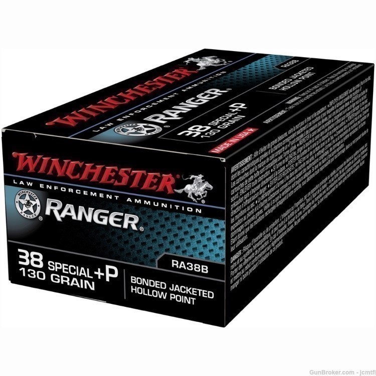 100rds Winchester Ranger™ LE RA38B .38 Special +P 130 GR Bonded JHP-img-1