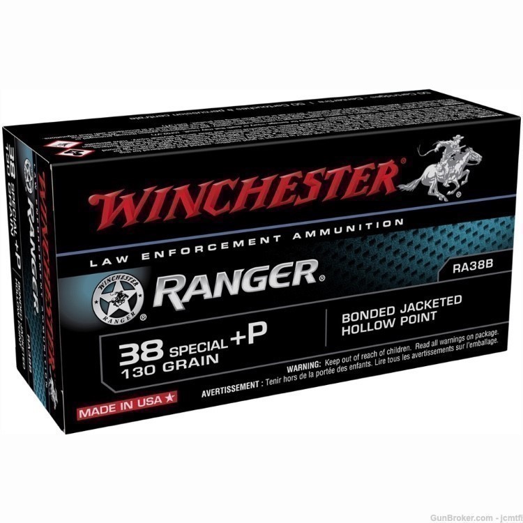100rds Winchester Ranger™ LE RA38B .38 Special +P 130 GR Bonded JHP-img-0