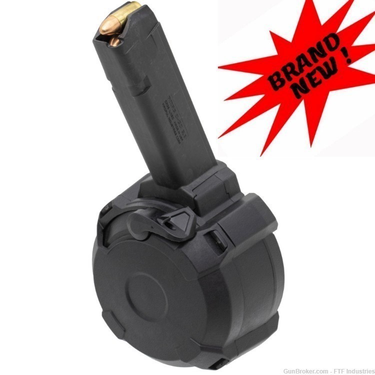 MagPul PMAG D-50 GL9 9MM 50 Round Drum Magazine Black Fits 9mm Glock-img-0
