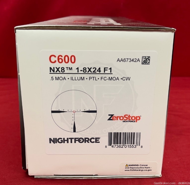 NightForce C600 NX8 1-8x24 F1 FC-MOA .5 MOA Illuminated Rifle Optic Scope-img-14