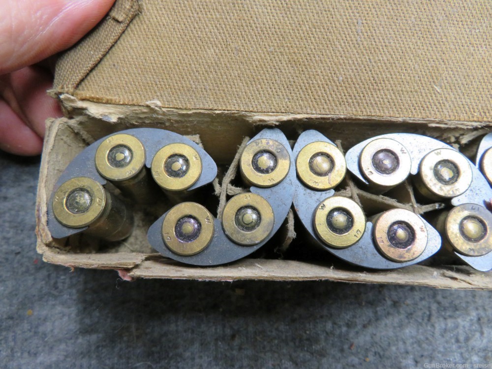 FULL BOX WWI US MILITARY .45 ACP AMMO ON M1917 REVOLVER CLIPS-img-7
