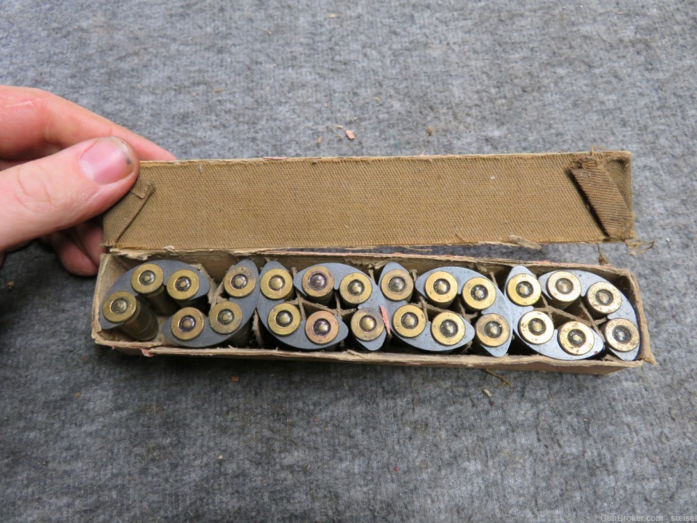 FULL BOX WWI US MILITARY .45 ACP AMMO ON M1917 REVOLVER CLIPS-img-6