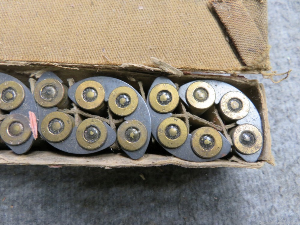FULL BOX WWI US MILITARY .45 ACP AMMO ON M1917 REVOLVER CLIPS-img-8