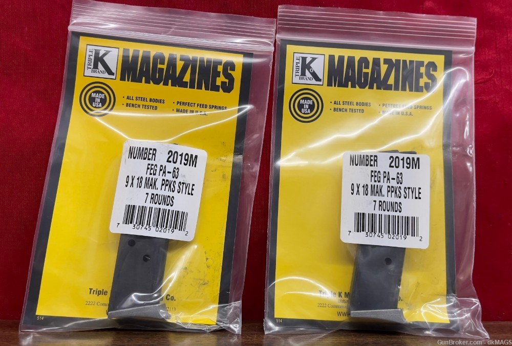 2 Triple K 2019M FEG PA-63 9x18 Makarov PPKS Style 7RD Magazines Mags Clips-img-0