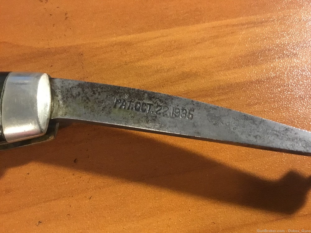Case-XX knife/axe combo. Onyx celluloid handle w/scabbard (1940-5)-img-6
