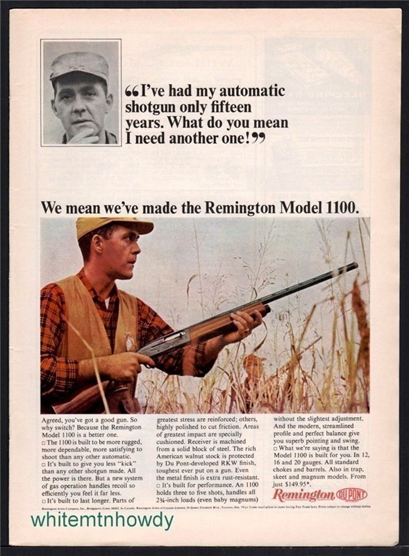 1965 REMINGTON Model 1100 Shotgun PRINT AD-img-0