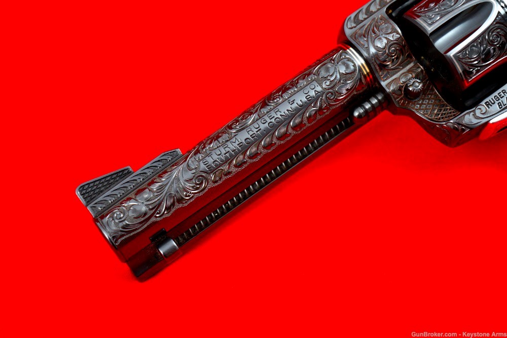 Rare 3-Screw Ruger Blackhawk .357 Ben Lane Master Engraved & Carved Ivory-img-2