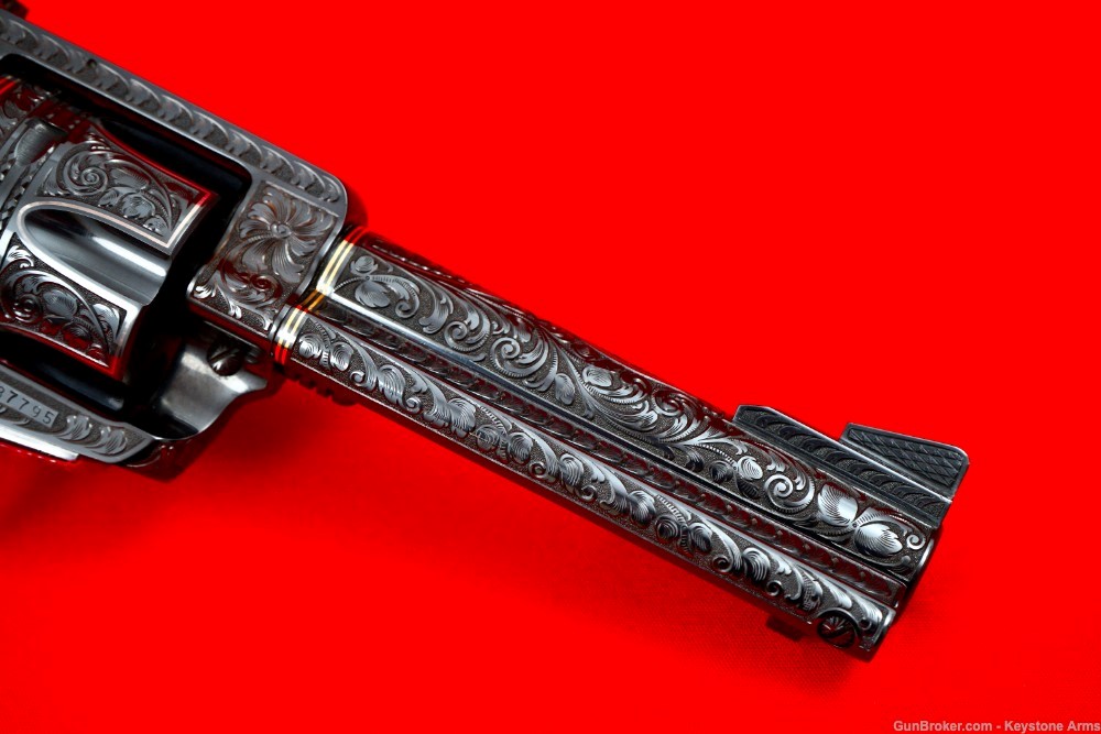 Rare 3-Screw Ruger Blackhawk .357 Ben Lane Master Engraved & Carved Ivory-img-6