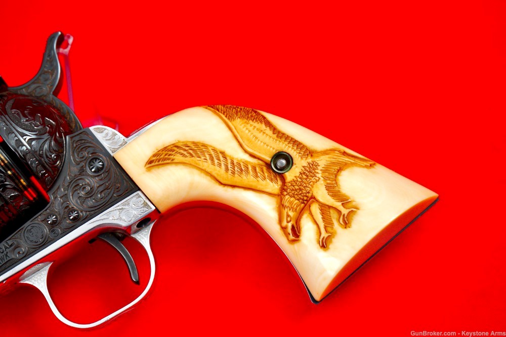 Rare 3-Screw Ruger Blackhawk .357 Ben Lane Master Engraved & Carved Ivory-img-4