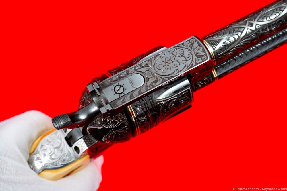 Rare 3-Screw Ruger Blackhawk .357 Ben Lane Master Engraved & Carved Ivory-img-20