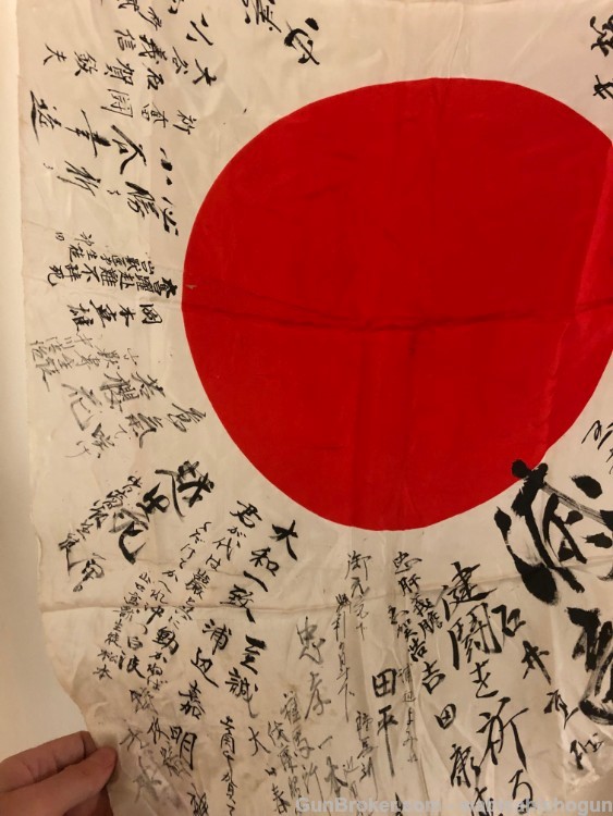 Antique Japanese World War II WW2 Yosegaki Hinomaru Good Luck Flag w/Daruma-img-4