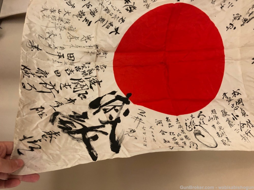 Antique Japanese World War II WW2 Yosegaki Hinomaru Good Luck Flag w/Daruma-img-6