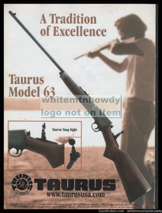 2003 TAURUS Model 63 Rifle Original PRINT AD-img-0