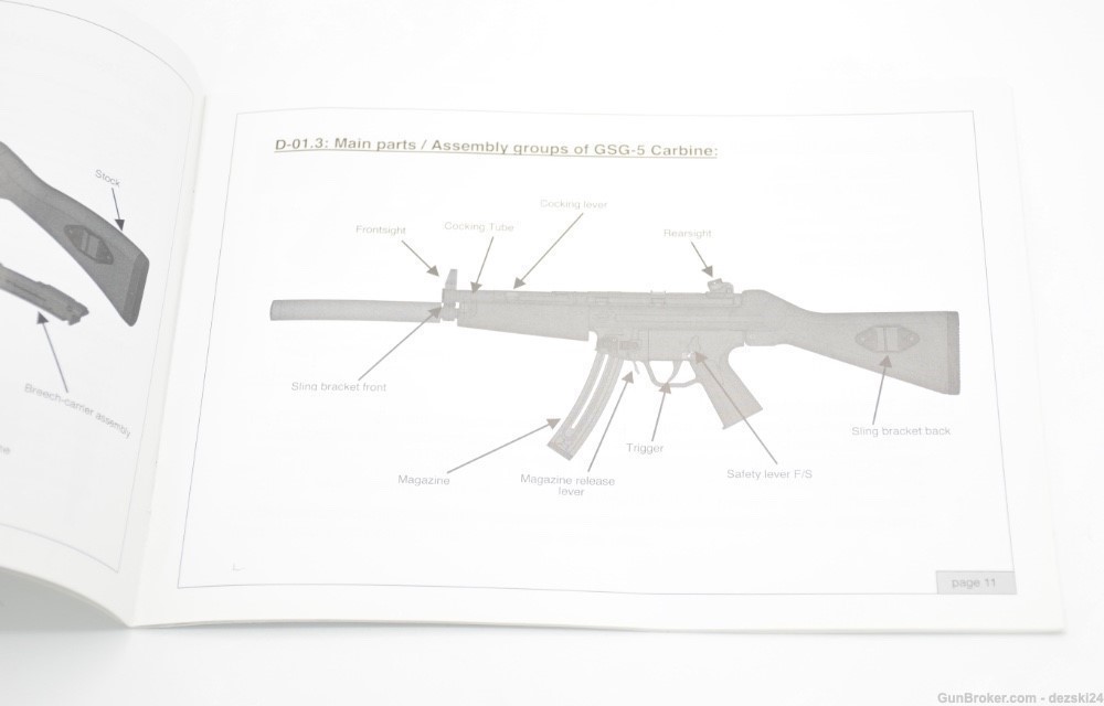 GERMAN SPORTS GUNS GSG-5 RIFLE MANUAL/INSTRUCTION BOOKLET/.22LR MP5 RIFLE-img-6