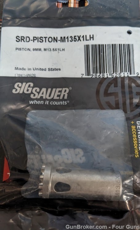 SIG SAUER Fits SRD9 9mm M13.5X1LH Suppressor Piston (SRD-PISTON-M135X1LH)-img-1