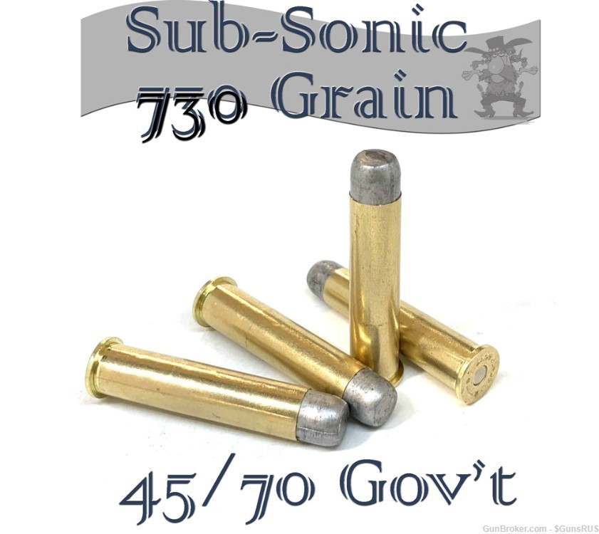 45-70 Monster 730 Grain Solid Lead Sub-Sonic 45/70 Govt Flat Nose 20 Rounds-img-3
