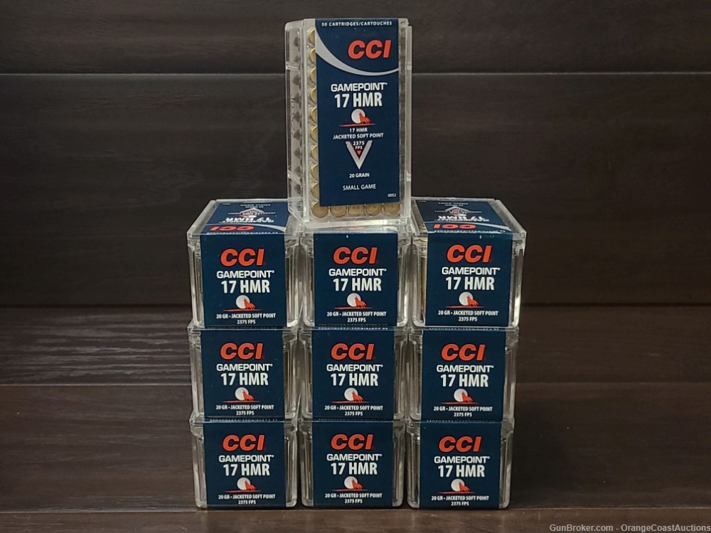 500 Rounds of CCI Gamepoint .17 HMR 20gr. Jacketed Soft Point Rimfire Ammo-img-0