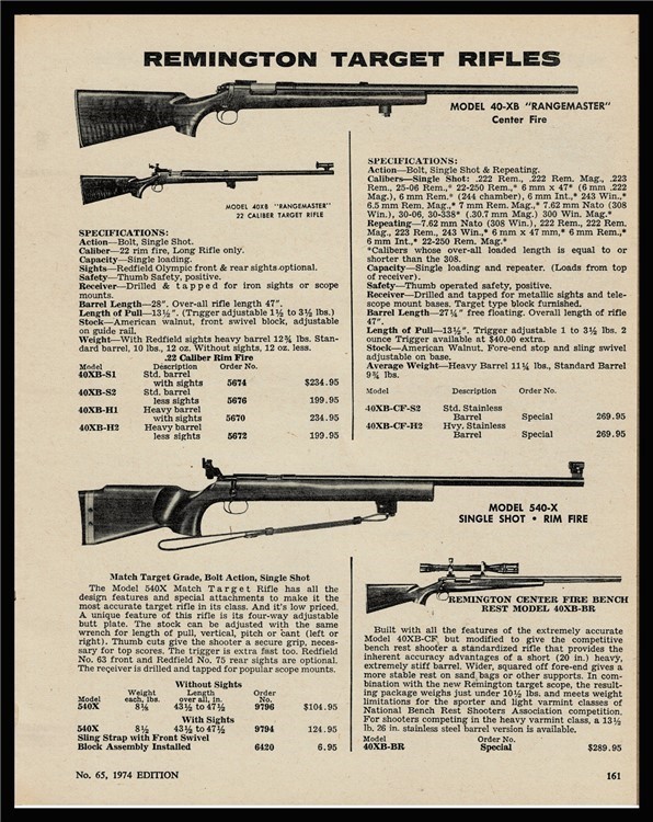 1974 REMINGTON 40-XB and 540-X Rifle PRINT AD-img-0