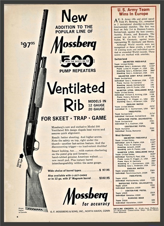 1965 MOSSBERG 500 Pump Ventilated Rib Shotgun Collectible PRINT AD-img-1