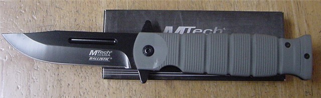 M Tech Ballistic Linerlock Knife Gray MTA905FN-img-0