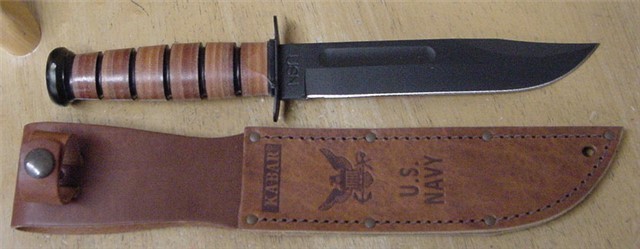 KaBar Leather Handle US Navy Knife  1225-img-0